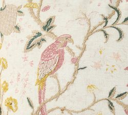 Vintage Islands Tropical Bird Embroidered Pillow