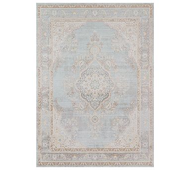 Blue Porcelain Rug Porcelain Blue Carina Persian Rug | Pottery Barn