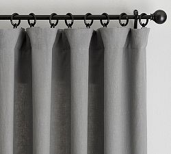 Open Box: Belgian Flax Linen Curtain, 100"W x 84"L - Light Charcoal