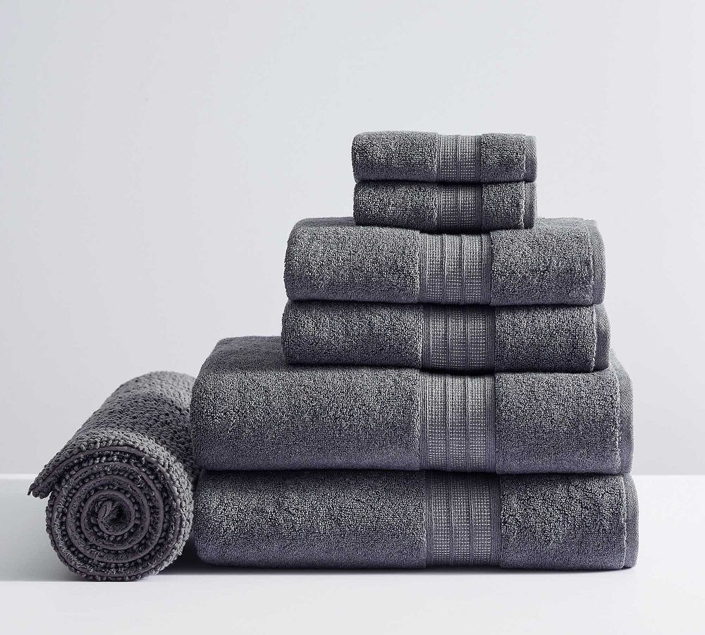 Hydrocotton Towel Bundles (Heathered Charcoal -- Set of 6 + Mat)
