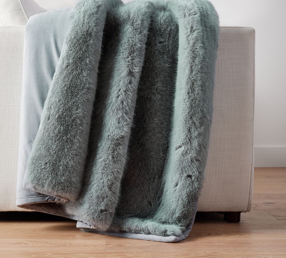 Faux Fur Mink Throw - Cloud, 50" x 60"