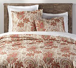 Open Box: Charlie Paisely Organic Percale Duvet, King/Cal. King-Red