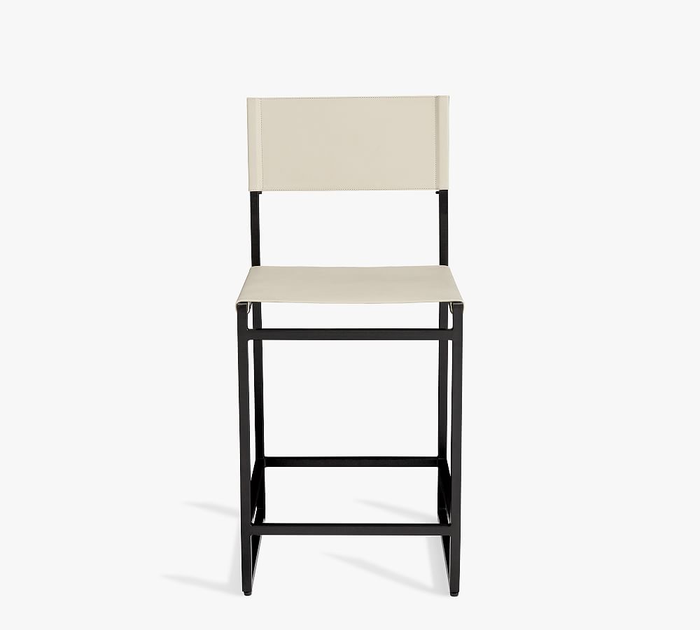 Open Box: Hardy Leather Barstool - Bronze/Bone Leather | Pottery Barn