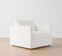 Open Box: Union Upholstered Armchair, Box Edge Polyester Wrapped Cushions - Basketweave Slub Ivory