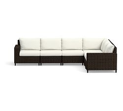 Torrey Square Arm Sectional Set 6pc - 1 Corner, 3 Armless Chair, 1 LA, 1 RA, HP Canvas; White