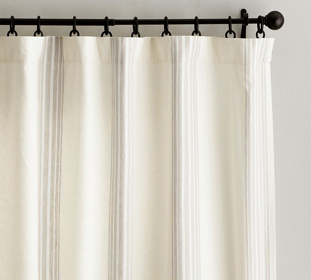 Riviera Striped Blackout Curtain, Sandalwood, 50