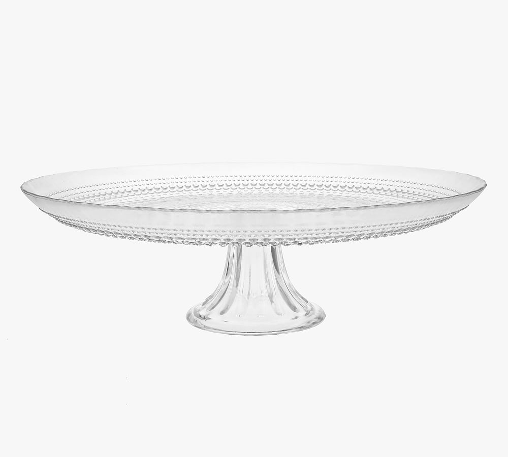 Jupiter Beaded Glass Cake Stand - Tall - Clear