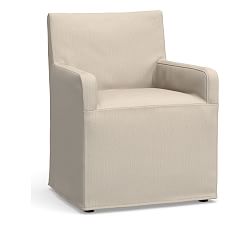 Open Box: Jake Outdoor Dining Armchair Cushion Cover, Premium Quick Drying Sunbrella® Rain; -  Flax