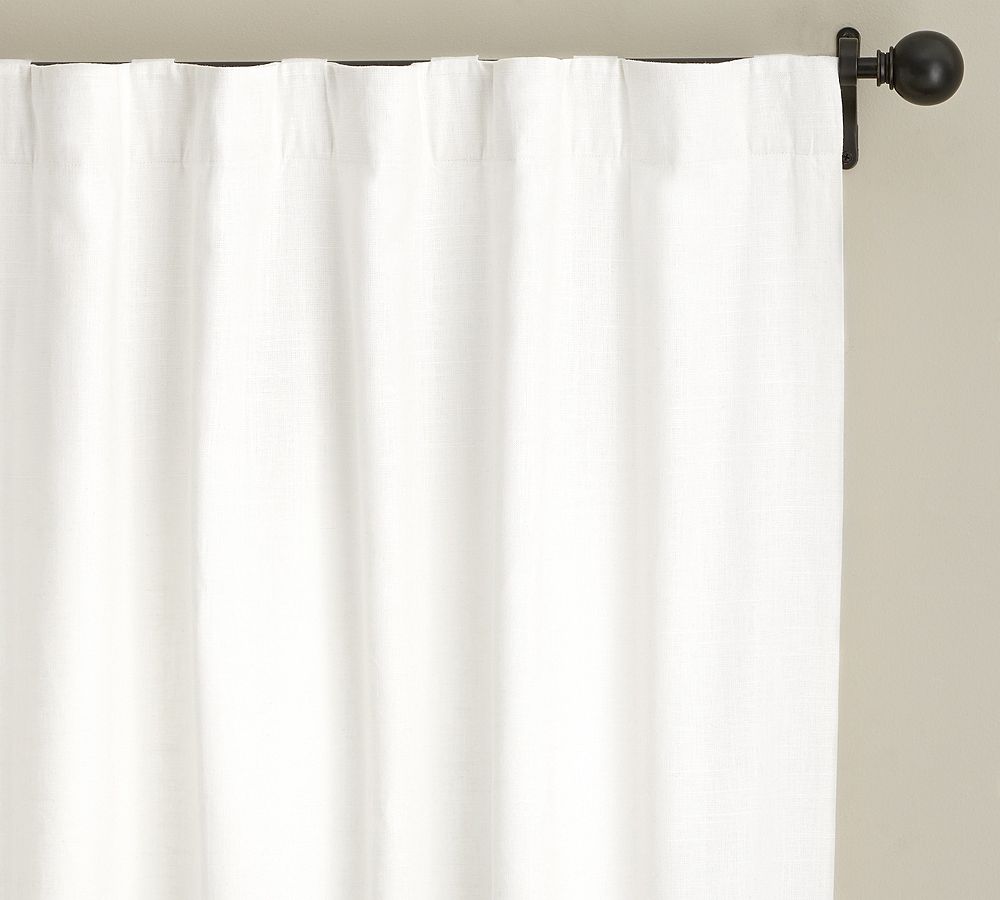 Emery Linen Blackout Curtain - White, 50" W x 108" L