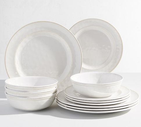 Cabana Outdoor Melamine 12-Piece Dinnerware Set - Stone