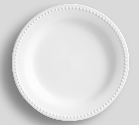 Emma Beaded Stoneware Dinner Plates, Set of 4 - True White