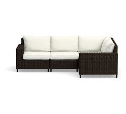 Torrey Square Arm Sectional Set 4pc - 1 Corner, 1 Armless Chair, 1 LA, 1 RA, HP Canvas; White