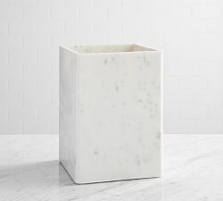 Open Box: Marble Bathroom Accessories, Trash Can - Frost