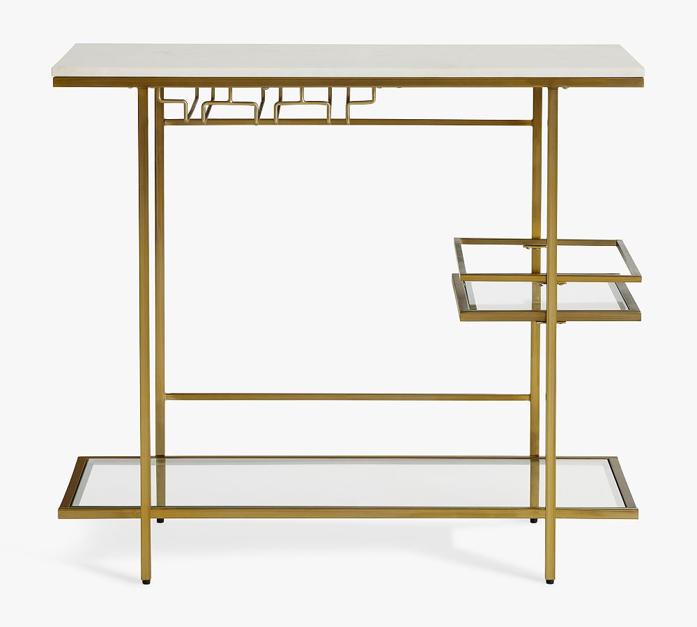 Delaney Marble Bar Console (34") - Brass, 34"