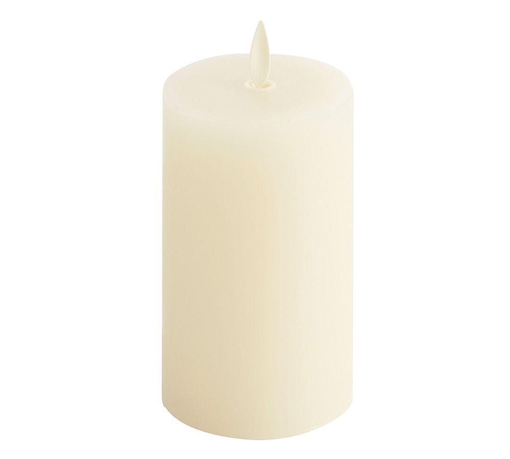 Premium Flickering Flameless Wax Pillar Candle - 4"x8" - Ivory