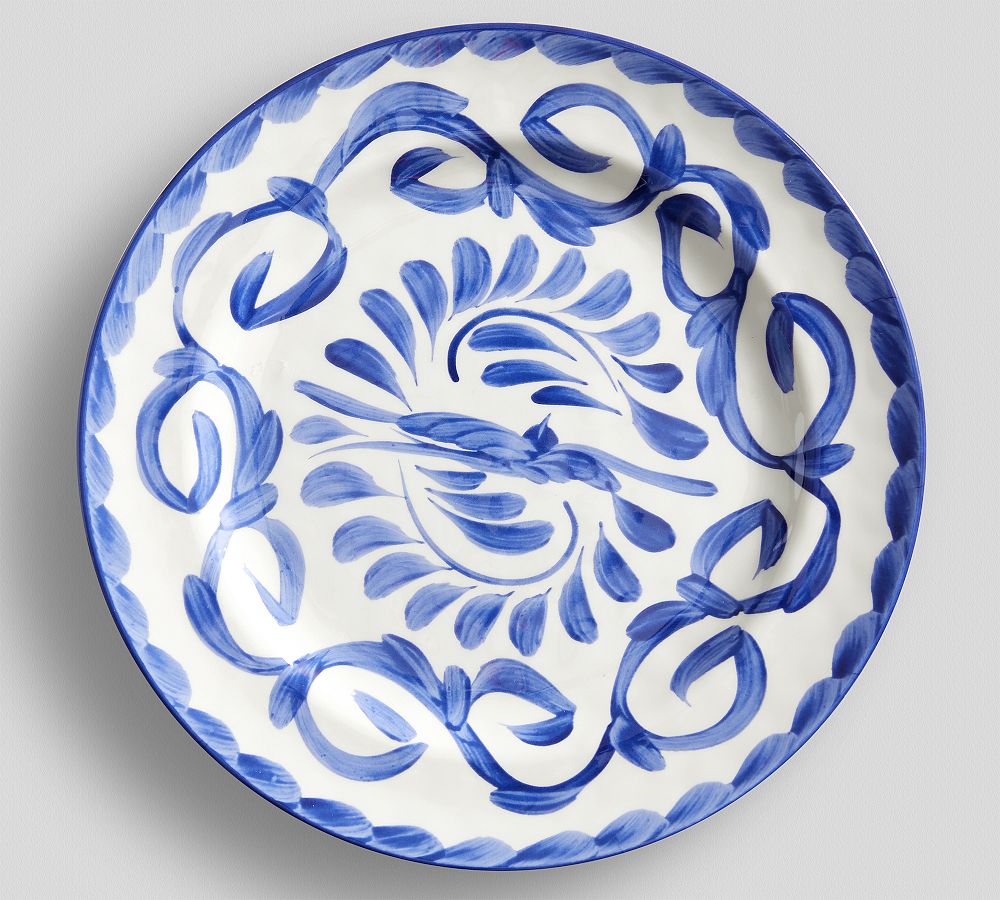 Puebla Outdoor Melamine Dinner Plates - Set of 4, Blue