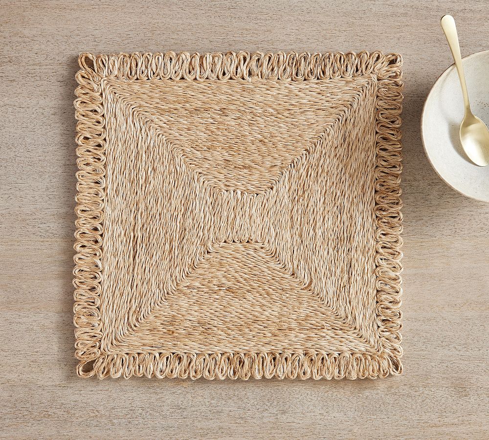 Abaca Square Handcrafted Placemats - Set of 4, 14" - Natural