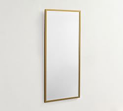 Open Box: Kensington Rectangular Slim Mirror, French Cleat Mount - Tumbled Brass