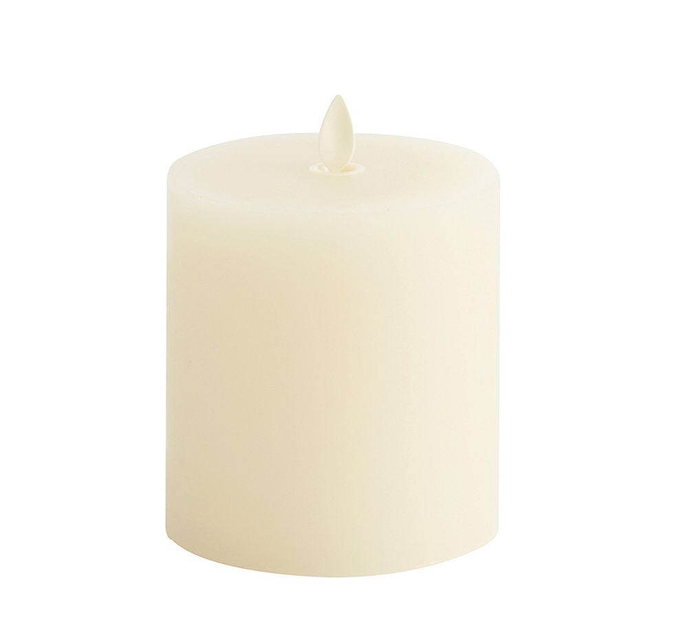 Premium Flickering Flameless Wax Pillar Candle - 4"x4.5" - Ivory
