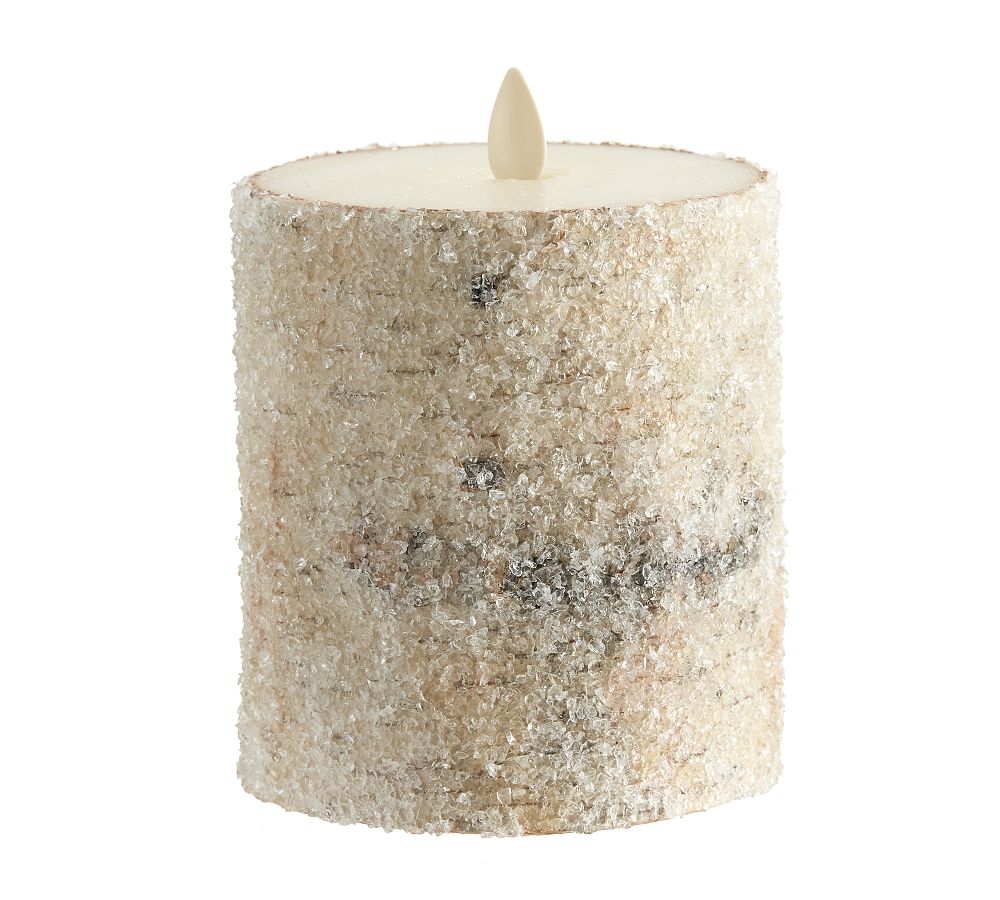 Premium Flickering Flameless Wax Pillar Candles - Sugared Birch