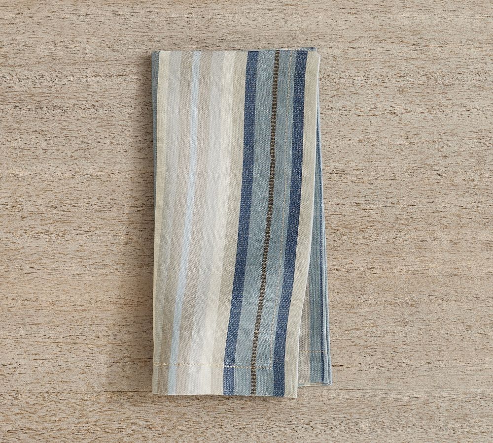 Lonnie Striped Linen Napkins - Set of 4 - Navy Multi