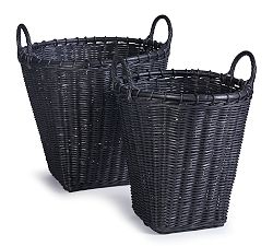 Open Box: Mona Black Rattan Baskets, Set of 2
