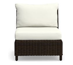 Torrey Outdoor Sectional Cushion Cover Armless Chair/RA/LA, High Performance Canvas; White