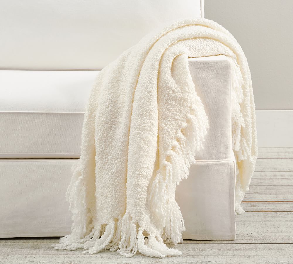 Dreamy Handwoven Fringe Throw - Off-White, 50" x 60"