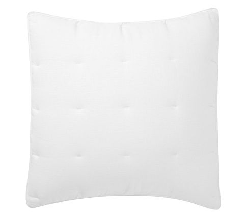 Belgian Flax Linen Comforter Sham, White, Euro, Set of 2