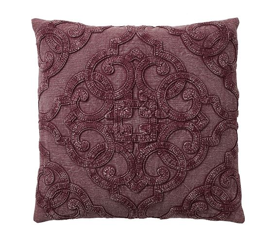 Drew Embroidered Pillow Cover - Fig