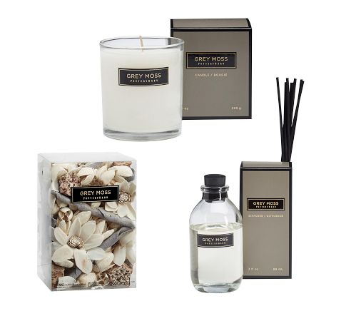 Signature Home Scent Gift Bundle- Gray Moss (Small Scented Candle, Potpourri, Mini Diffuser)