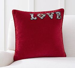 Love Patch Pillow Cover, 20'', Cherry