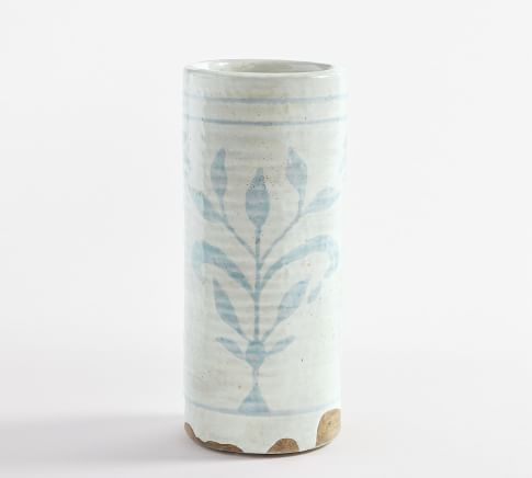 Small Chambray Patterned Vase - 10"H