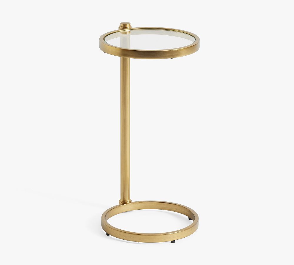 Everson Round Glass C-Table (14") - Antique Brass
