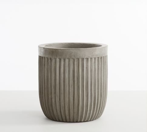 Concrete Fluted Planter, Grey, 9.45