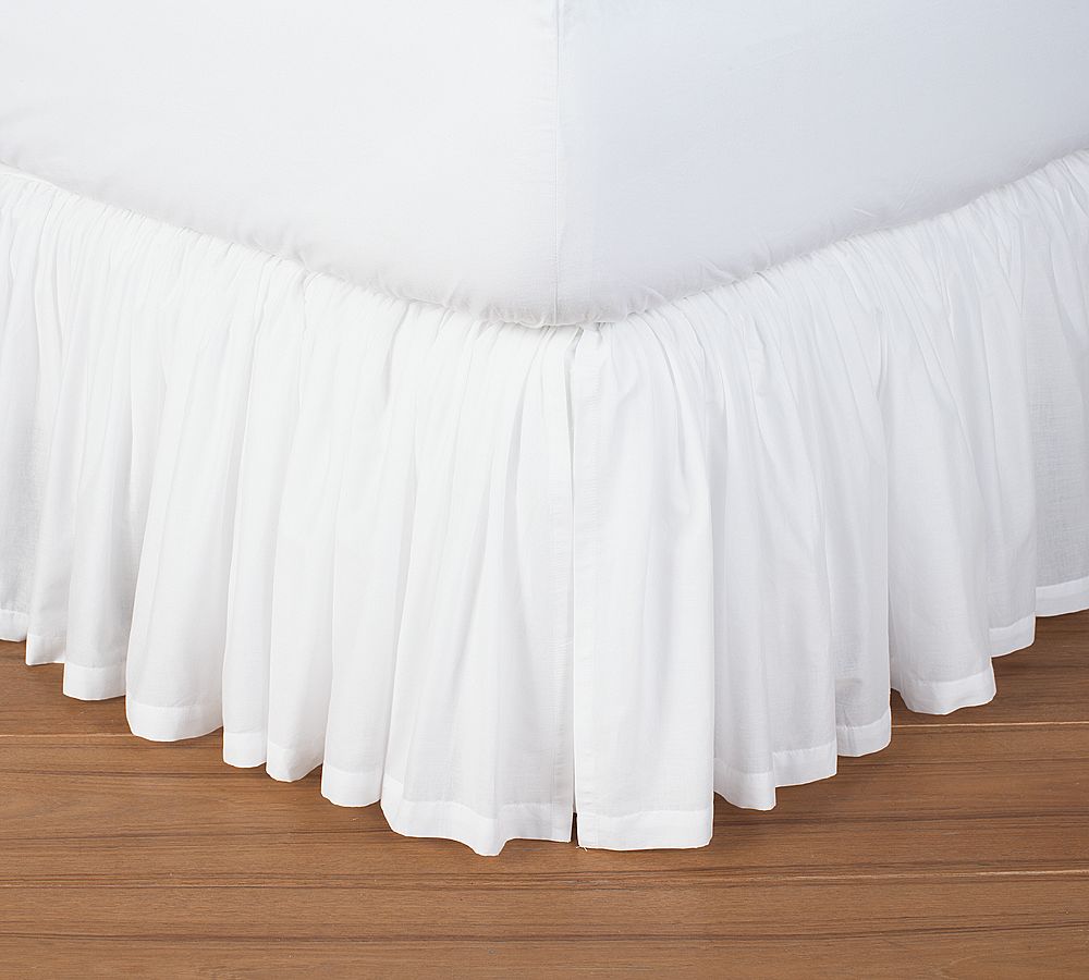 Voile Cotton Bed Skirt - White, Queen
