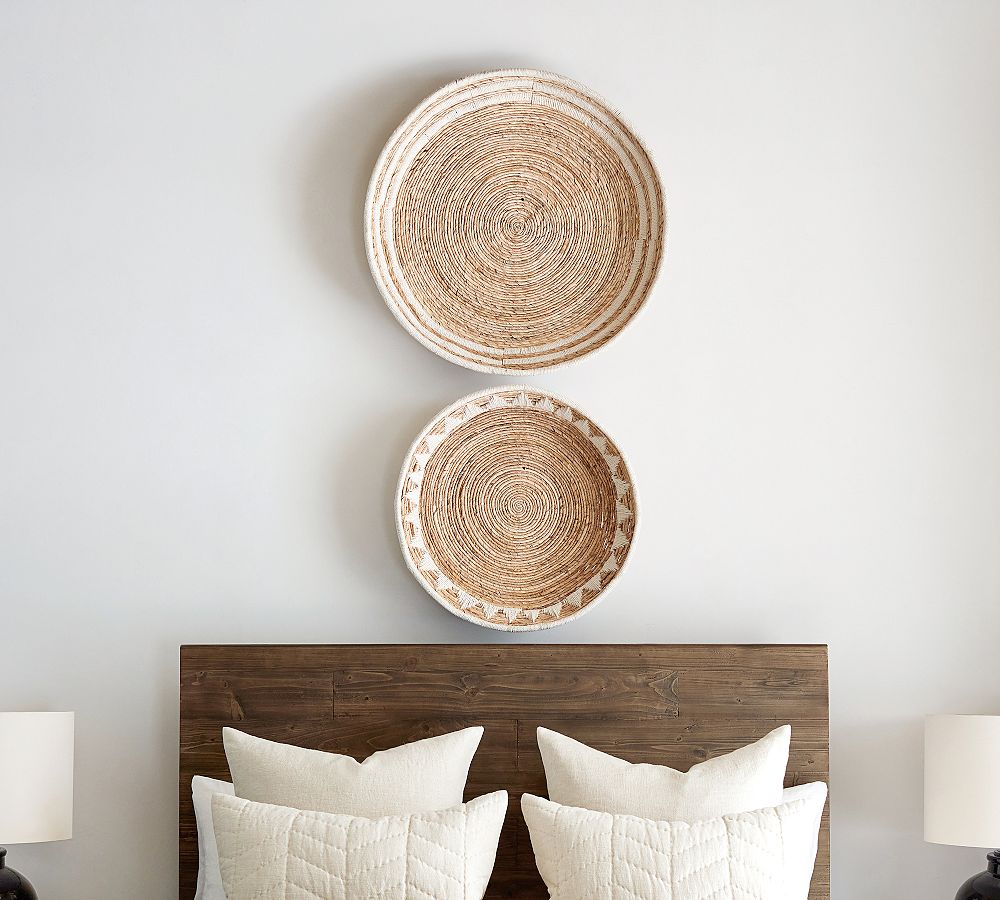 Sunny Handwoven Basket Wall Art - Natural/White - Set of 2