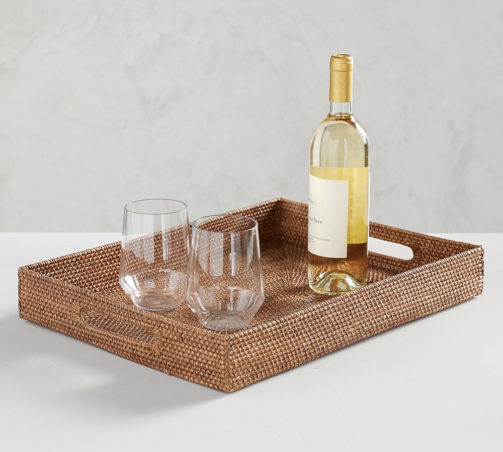 Tava Handwoven Rattan Serving Tray - Honey