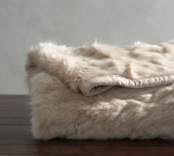 Faux Fur Tightly Ruched Throw