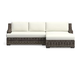 Cushion Cover Only: Huntington Slope Arm Sectional 2pc - 1 RA/LA Loveseat, 1 RA/LA Double Chaise; High Performance Canvas, White