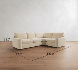 Pearce Modern Square Arm Deep Seat 3-Piece Wedge Sectional (123")