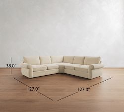 Pearce Roll Arm Deep Seat 3-Piece L-Shaped Sectional (127")