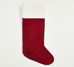 Open Box: Classic Velvet Stocking, Large - Red With Ivory Cuff