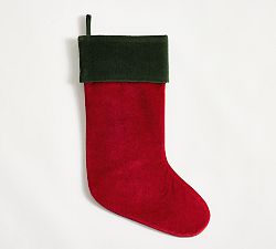 Open Box: Classic Velvet Stocking, Medium - Red With Hunter Green Cuff