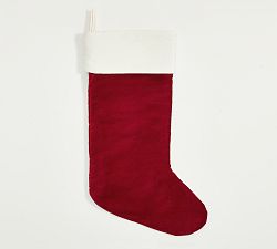 Open Box: Classic Velvet Stocking, Medium - Red With Ivory Cuff