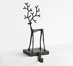 Open Box: Sculpted Reindeer Standing Stocking Holder - Bronze