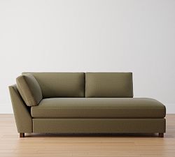 Open Box:  Turner Square Arm Sectional without Nailheads, Right Return Bumper - Rustic Chenille Dark Moss