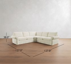 Pearce Roll Arm Deep Seat Slipcovered 3-Piece L-Shaped Sectional (127")