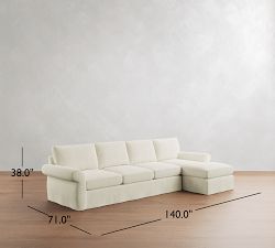Pearce Roll Arm Deep Seat Slipcovered Chaise Sectional (110"&ndash;150")
