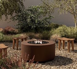 Aren Outdoor Concrete Round Natural Gas Fire Pit Table